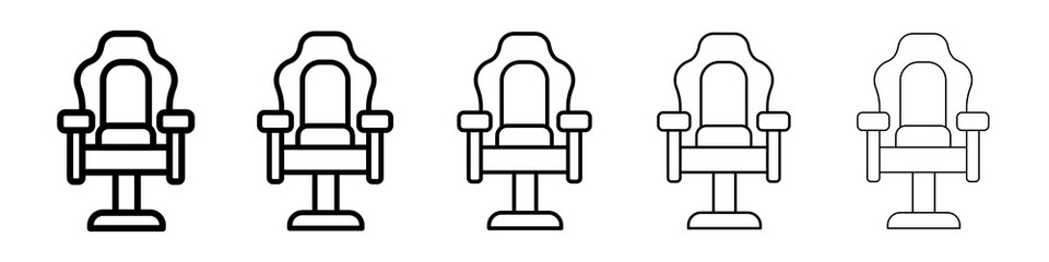 Gaming chair icon graphic set. trendy stroke line style