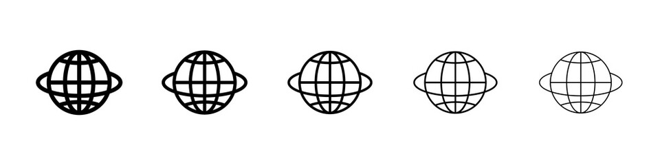 Globe icon graphic set. trendy stroke line style