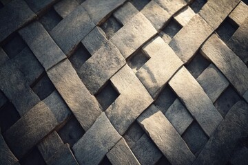 Close-up view of a woven, textured surface with a dark, gray color palette and subtle lighting.