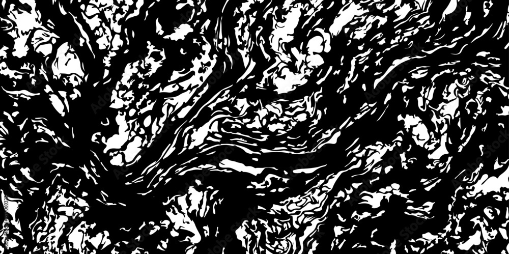 Poster swirling black and white lines creating a fluid marble pattern with a dynamic and visually striking 