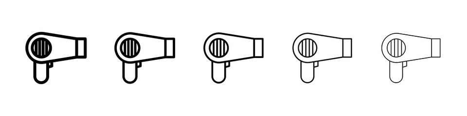 Hair dryer icon graphic set. trendy stroke line style