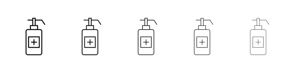 Hand sanitizer icon graphic set. trendy stroke line style