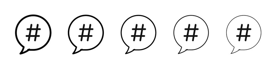 Hashtag icon graphic set. trendy stroke line style