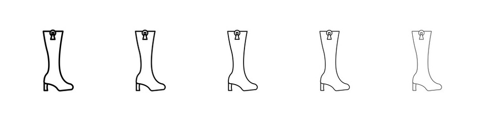 Heeled Boot icon graphic set. trendy stroke line style