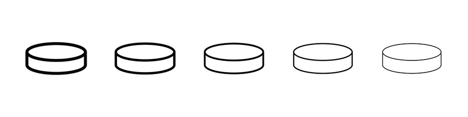 Hockey puck icon graphic set. trendy stroke line style