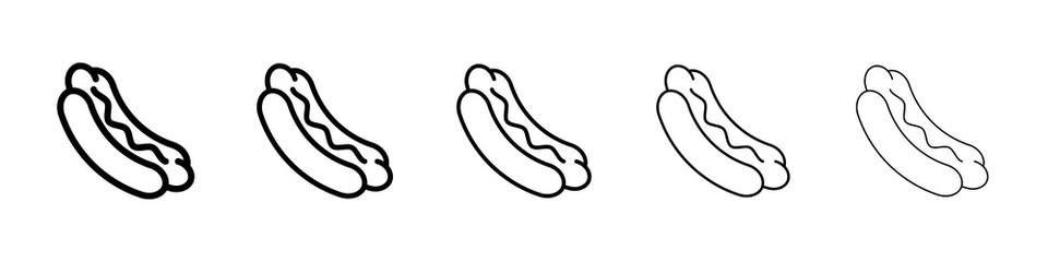 Hotdog icon graphic set. trendy stroke line style