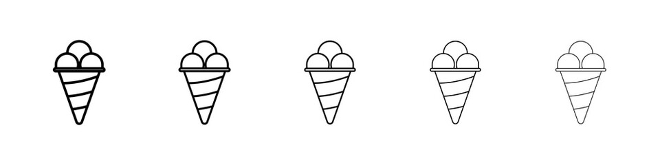 Ice cream cone icon graphic set. trendy stroke line style