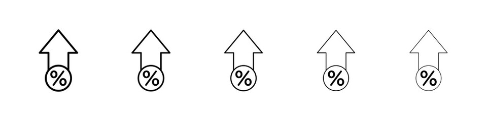 Interest growth icon graphic set. trendy stroke line style