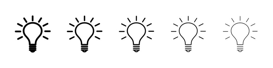 Light bulb icon graphic set. trendy stroke line style