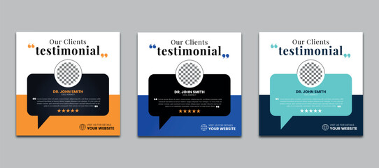 Modern Client Testimonial Layout Set – Editable Social Media Review Template