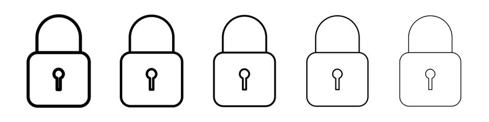 Lock icon graphic set. trendy stroke line style