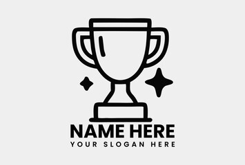 Shining trophy icon with multiple star-shaped sparkles representing victory and excellence. Achievement and recognition concept