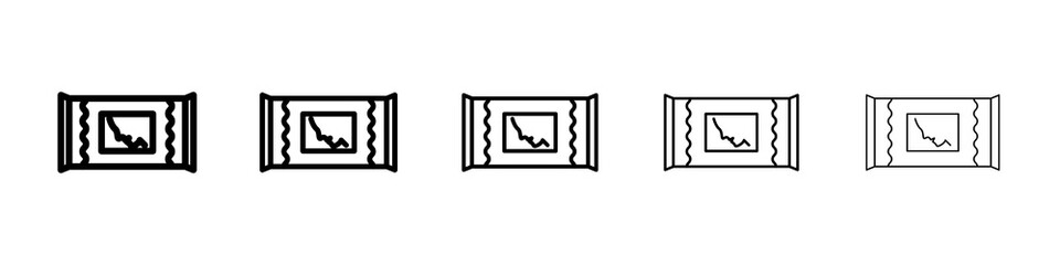 Makeup remover wipes icon graphic set. trendy stroke line style