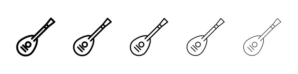 Mandolin icon graphic set. trendy stroke line style