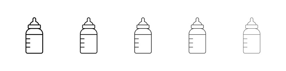Milk bottle icon graphic set. trendy stroke line style