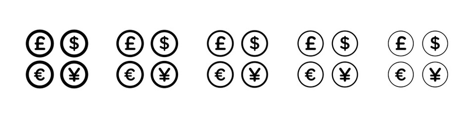 Money icon graphic set. trendy stroke line style