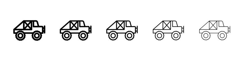 Monster truck icon graphic set. trendy stroke line style