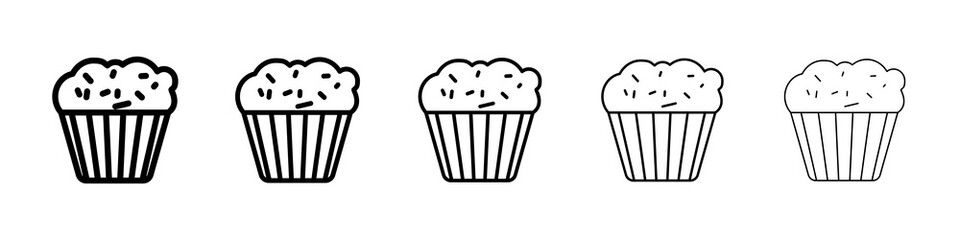 Muffin icon graphic set. trendy stroke line style