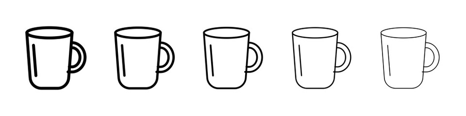 Mug icon graphic set. trendy stroke line style