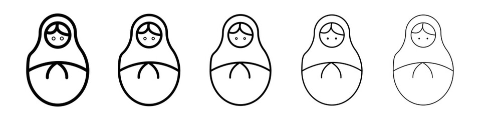 Nesting dolls icon graphic set. trendy stroke line style