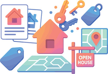 Fototapeta premium House is shown with a key and a sign that says 