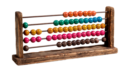 A vibrant abacus with colored beads stands out against a clean, dark, and classic background.