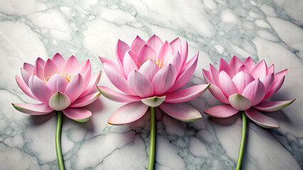 Pink Lotus Flowers Marble Beauty