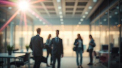 Business office with blurred people casual wear, with blurred bokeh background