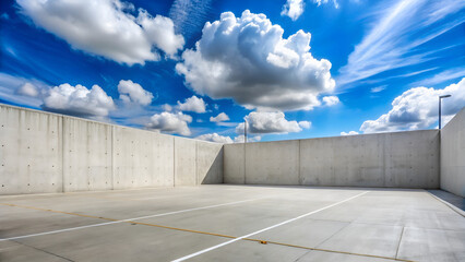 Empty Parking Lot Clouds Blue