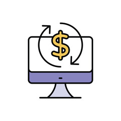 Online Money Earn Icon vector