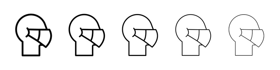Person in mask icon graphic set. trendy stroke line style