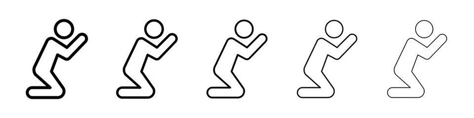 Person Praying icon graphic set. trendy stroke line style