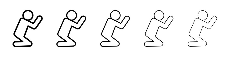 Person Praying icon graphic set. trendy stroke line style