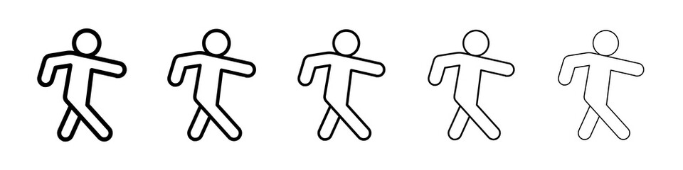 Person walking icon graphic set. trendy stroke line style