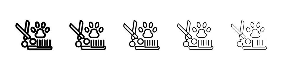 Pet grooming icon graphic set. trendy stroke line style