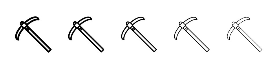 Pick axe icon graphic set. trendy stroke line style