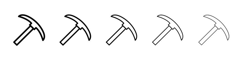 Pickaxe icon graphic set. trendy stroke line style