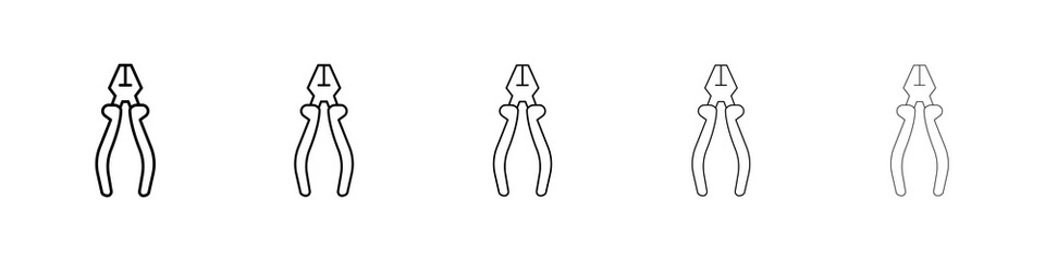 Pliers icon graphic set. trendy stroke line style