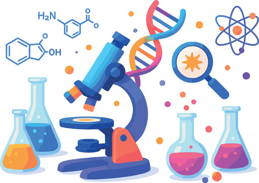 Colorful image of a microscope with a slide on it