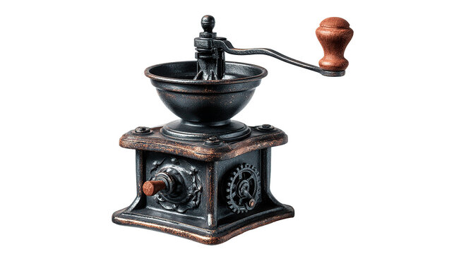 A beautifully crafted antique coffee grinder, perfect for brewing the perfect cup of coffee.