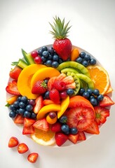 white plate topped with lots of different types of fruit