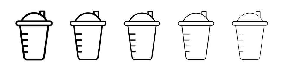 Protein shake icon graphic set. trendy stroke line style
