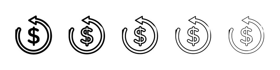 Refund icon graphic set. trendy stroke line style