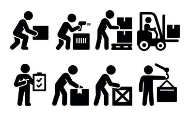 Logistics and delivery silhouette icon set. shipping, transport symbols