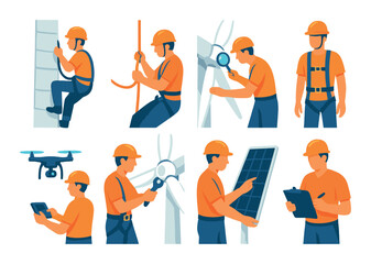 Naklejka premium Construction and maintenance flat icon set. infrastructure and safety symbols