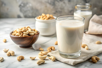 Glass of Cashew Milk with Whole Cashews