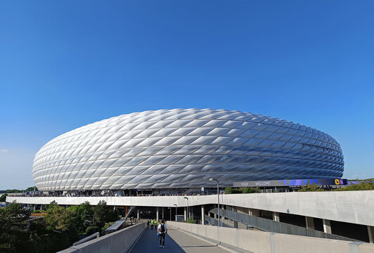 General exterior view of Munich arena in Munich, Germany before the UEFA Champions League Final game Paris Saint-Germain v Inter