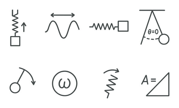 Physics and science linear icon set. educational and academic symbols