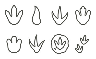 Dinosaur silhouette icon set. prehistoric footprints and ancient track symbols