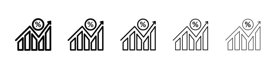 Sales growth icon graphic set. trendy stroke line style